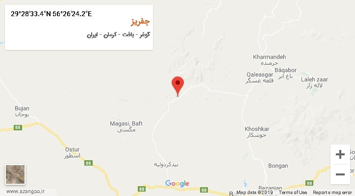 روستای جفریز بر روی نقشه