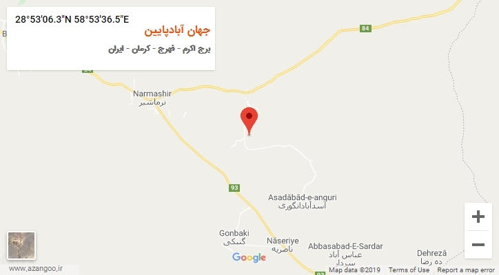 روستای جهان آبادپایین بر روی نقشه