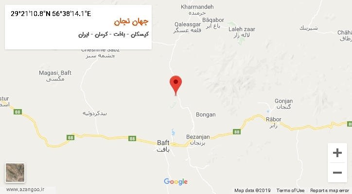 روستای جهان نجان بر روی نقشه