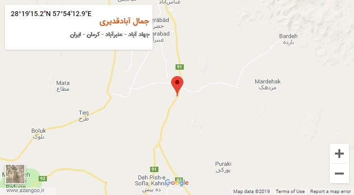روستای جمال آبادقدیری بر روی نقشه
