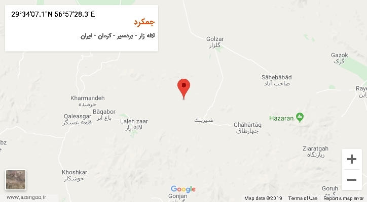 روستای جمکرد بر روی نقشه