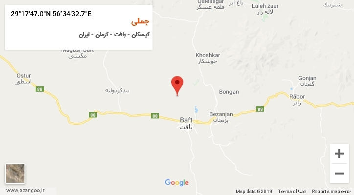روستای جملی بر روی نقشه