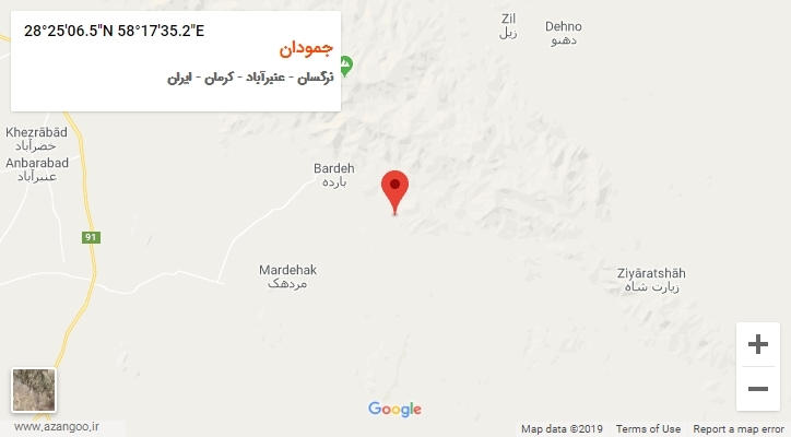 روستای جمودان بر روی نقشه