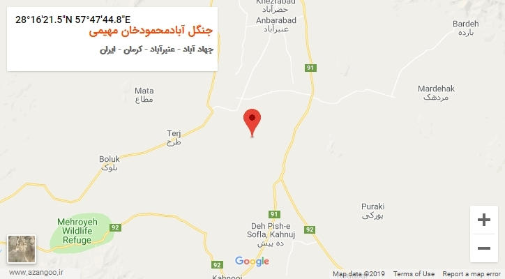 روستای جنگل آبادمحمودخان مهیمی بر روی نقشه