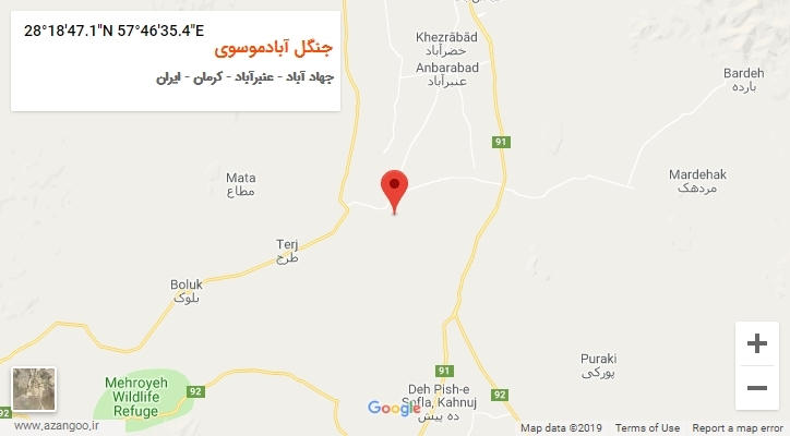 روستای جنگل آبادموسوی بر روی نقشه