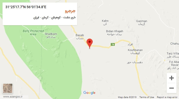 روستای جرجرو بر روی نقشه