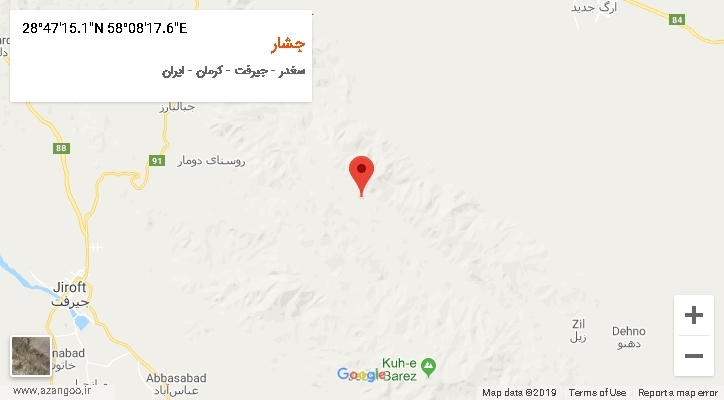 روستای جشار بر روی نقشه
