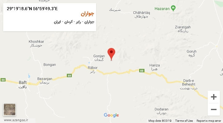 روستای جواران بر روی نقشه