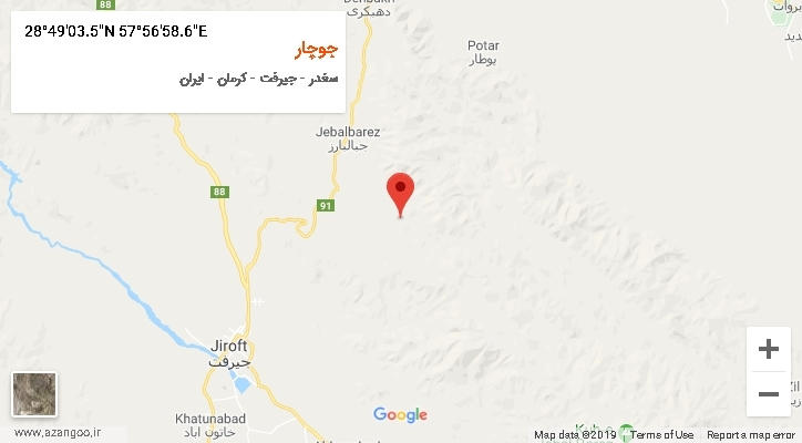 روستای جوچار بر روی نقشه