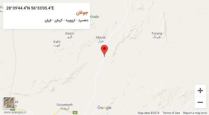 روستای جوغان بر روی نقشه