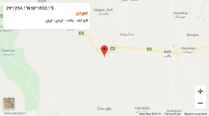 روستای جوردن بر روی نقشه
