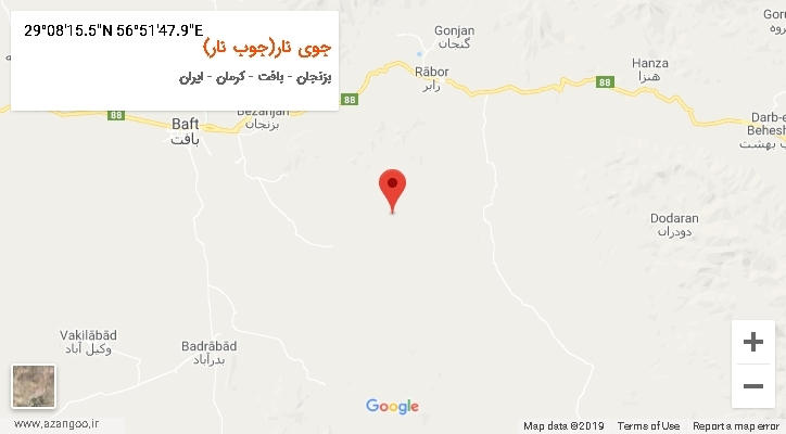 روستای جوی نار(جوب نار) بر روی نقشه