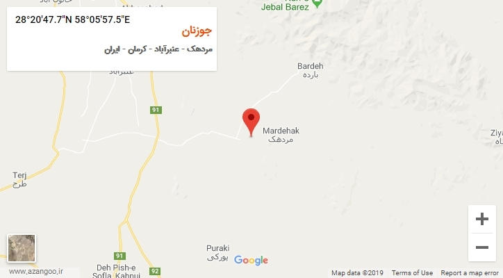 روستای جوزنان بر روی نقشه