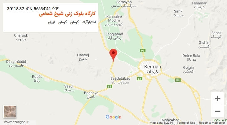 روستای کارگاه بلوک زنی شیخ شعاعی بر روی نقشه