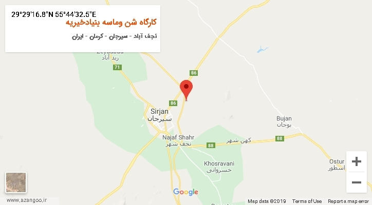 روستای کارگاه شن وماسه بنیادخیریه بر روی نقشه