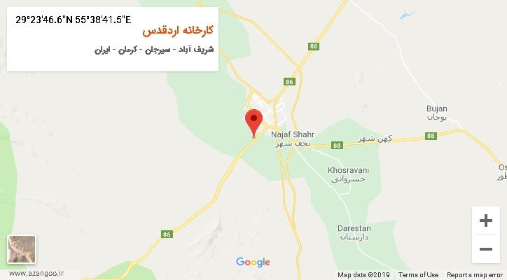 روستای کارخانه اردقدس بر روی نقشه