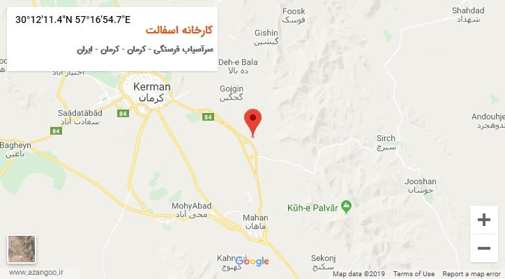 روستای کارخانه اسفالت بر روی نقشه