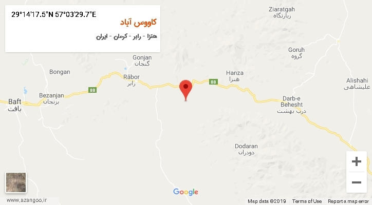 روستای کاووس آباد بر روی نقشه