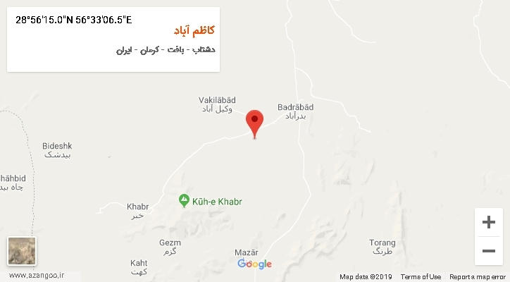 روستای کاظم آباد بر روی نقشه