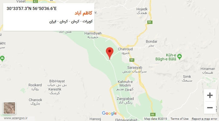 روستای کاظم آباد بر روی نقشه