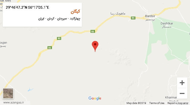 روستای کبگان بر روی نقشه