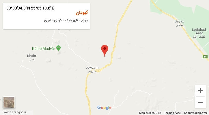 روستای کبودان بر روی نقشه