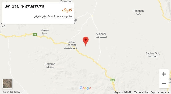 روستای کدرنگ بر روی نقشه