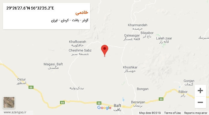 روستای خادمی بر روی نقشه