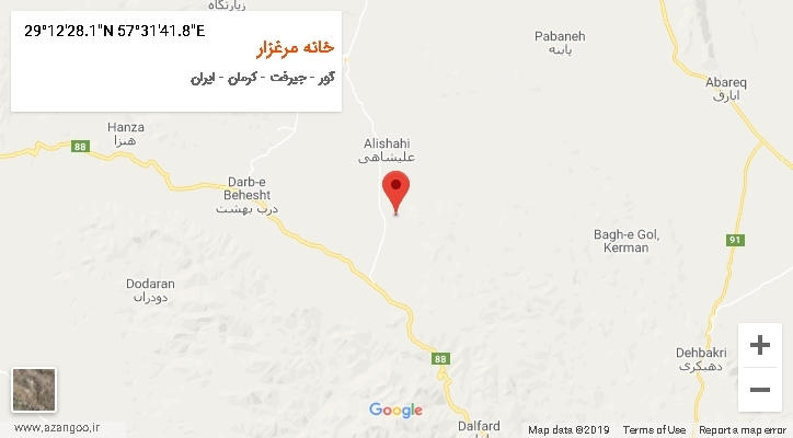 روستای خانه مرغزار بر روی نقشه