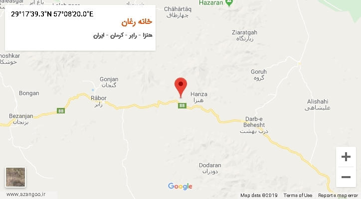 روستای خانه رغان بر روی نقشه