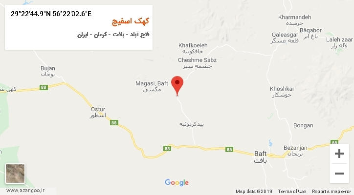 روستای کهک اسفیج بر روی نقشه