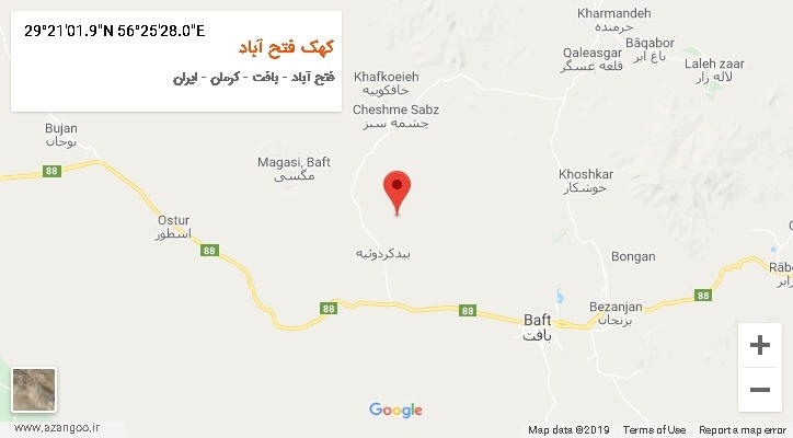 روستای کهک فتح آباد بر روی نقشه