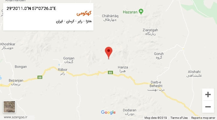 روستای کهکومی بر روی نقشه