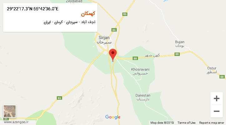 روستای کهمکان بر روی نقشه