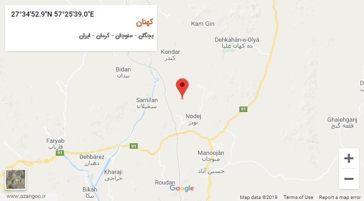 روستای کهنان بر روی نقشه