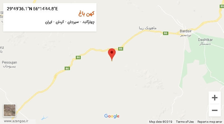 روستای کهن باغ بر روی نقشه