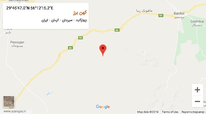 روستای کهن برز بر روی نقشه