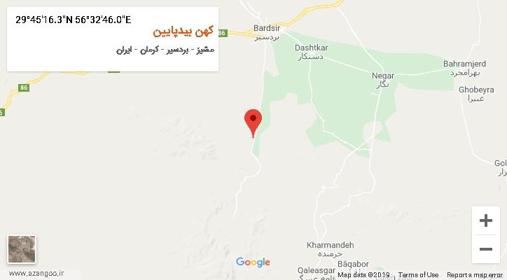 روستای کهن بیدپایین بر روی نقشه
