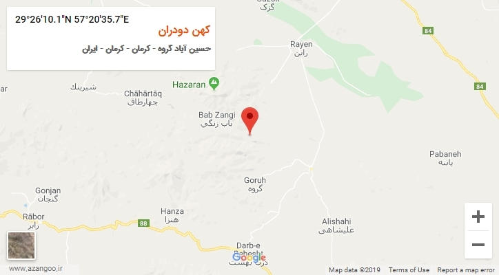 روستای کهن دودران بر روی نقشه