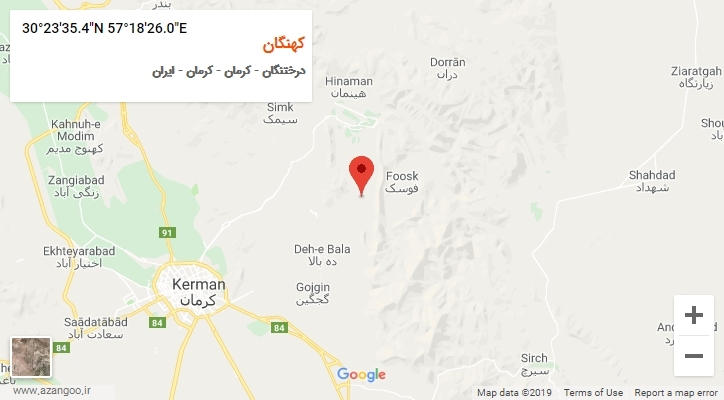 روستای کهنگان بر روی نقشه