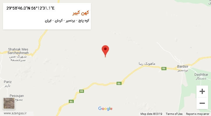روستای کهن کبیر بر روی نقشه