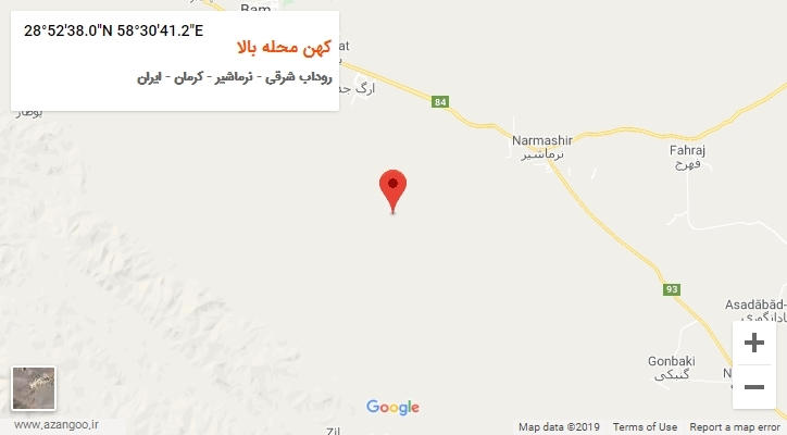 روستای کهن محله بالا بر روی نقشه