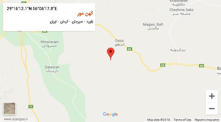 روستای کهن مور بر روی نقشه