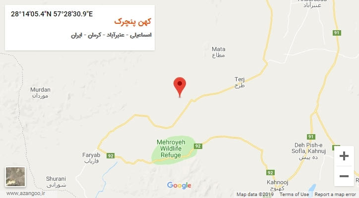روستای کهن پنچرک بر روی نقشه