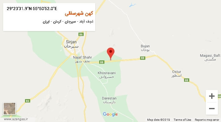 روستای کهن شهرسفلی بر روی نقشه