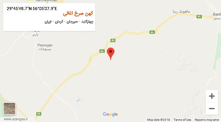 روستای کهن سرخ اغالی بر روی نقشه