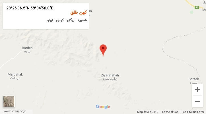 روستای کهن طاق بر روی نقشه