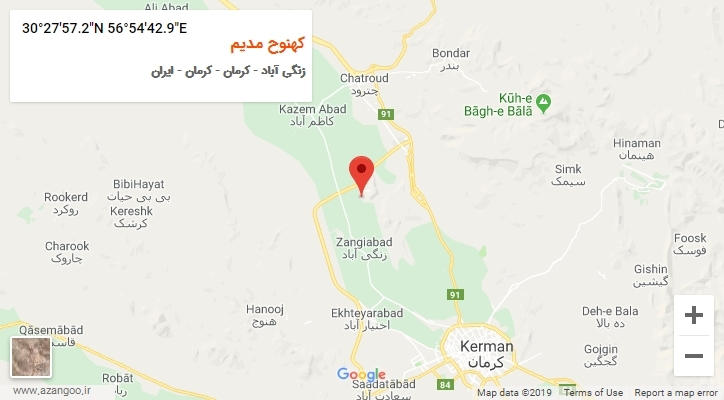 روستای کهنوح مدیم بر روی نقشه