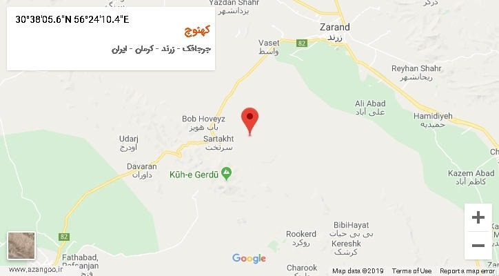 روستای کهنوج بر روی نقشه