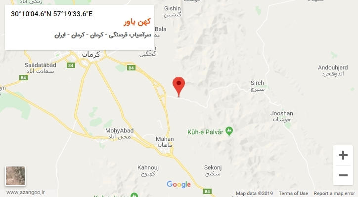 روستای کهن یاور بر روی نقشه